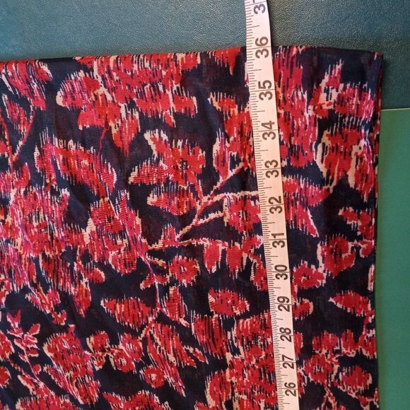 Blue/Red Floral Lightweight/Sheer 72 X 19 Scarf Cottagecore Grandmacore - Picture 4 of 6